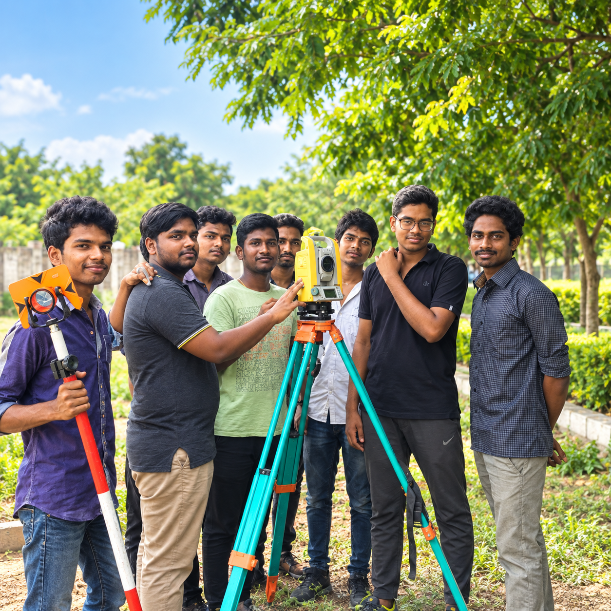 LCT trainees with survey instruments in the field