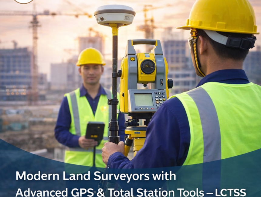 Modern Land Surveyors with Advanced GPS & Total Station Tools