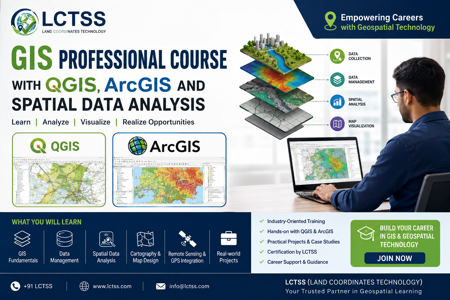 GIS Professional Course with QGIS, ArcGIS and Spatial Data Analysis